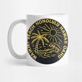 Waikiki Beach Oahu Hawaii Surfing Ocean Surfing Travel Mug